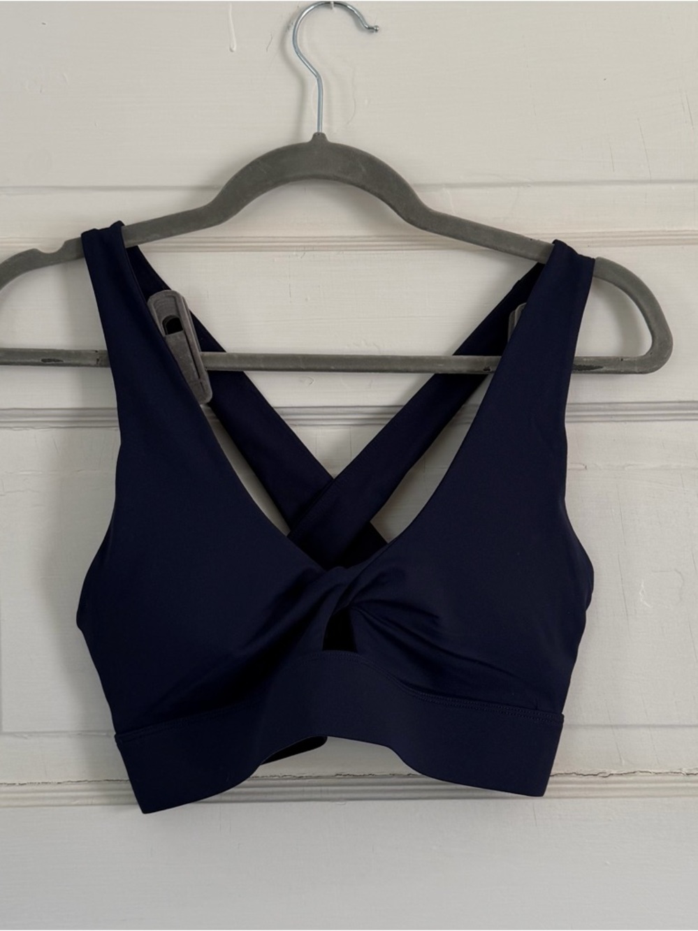 Fabletics Navy Blue Twist-Front Sports Bra